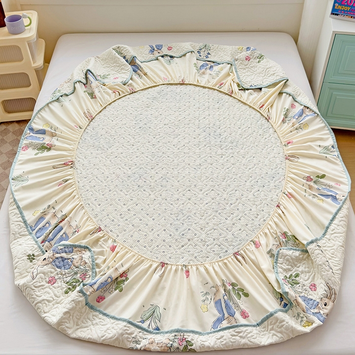 91家纺网 家纺一手货源 找家纺 纽缦家纺 2025春夏新款夹棉床笠单床笠 兔sweet