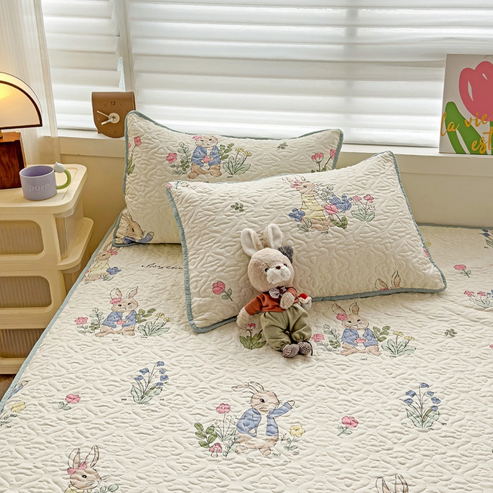 91家纺网 家纺一手货源 找家纺 纽缦家纺 2025春夏新款夹棉床笠单床笠 兔sweet