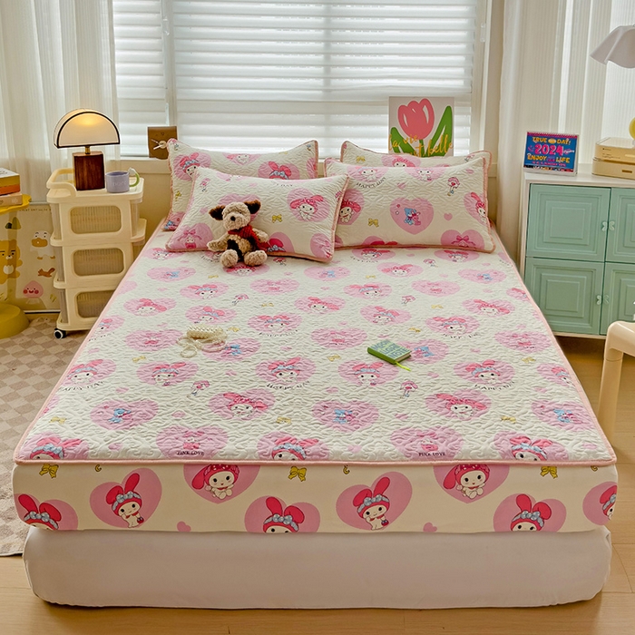 91家纺网 家纺一手货源 找家纺 纽缦家纺 2025春夏新款夹棉床笠单床笠 小恋曲