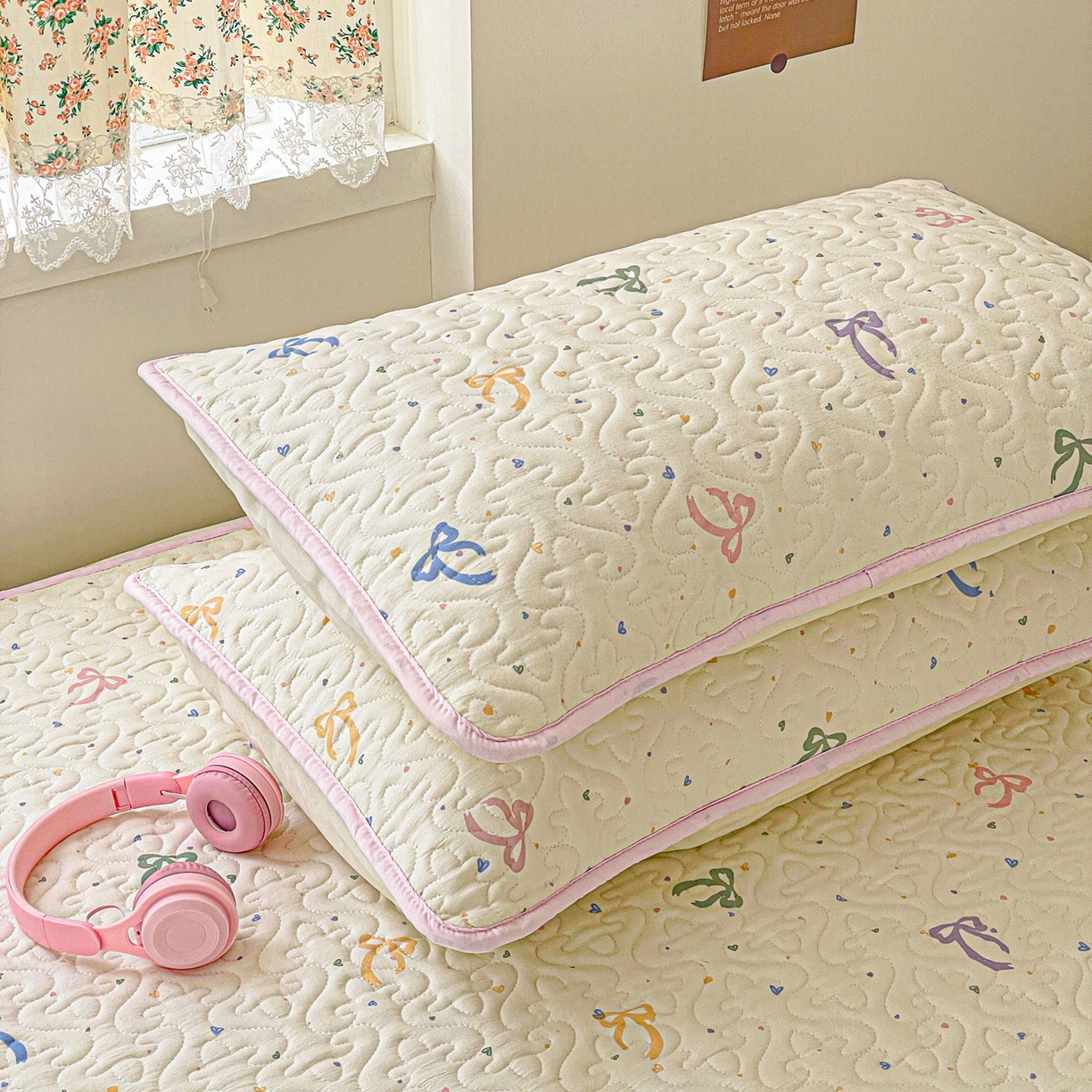 91家纺网 家纺一手货源 找家纺 纽缦家纺 2025春夏新款夹棉床笠单床笠 星梦蝶结