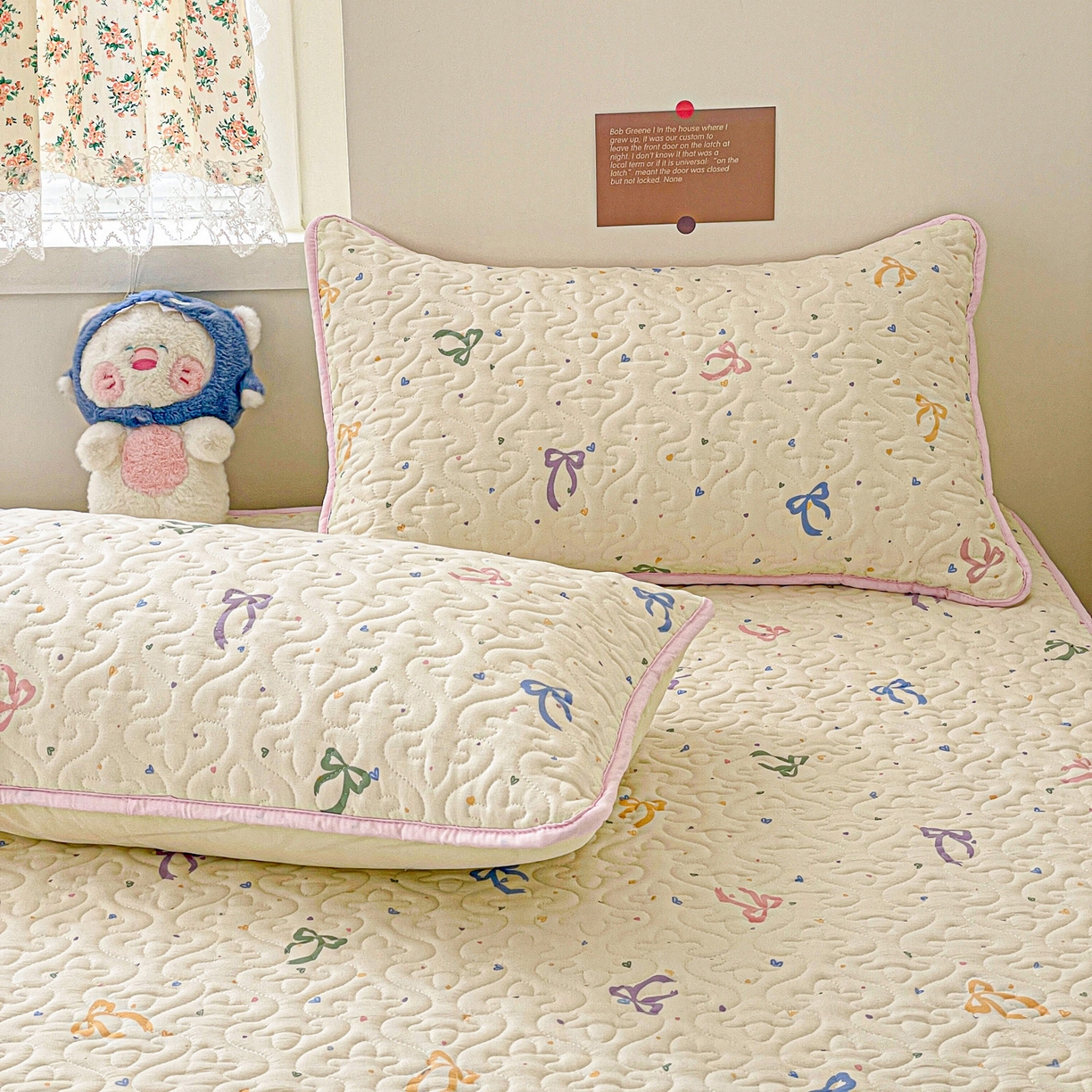 91家纺网 家纺一手货源 找家纺 纽缦家纺 2025春夏新款夹棉床笠单床笠 星梦蝶结