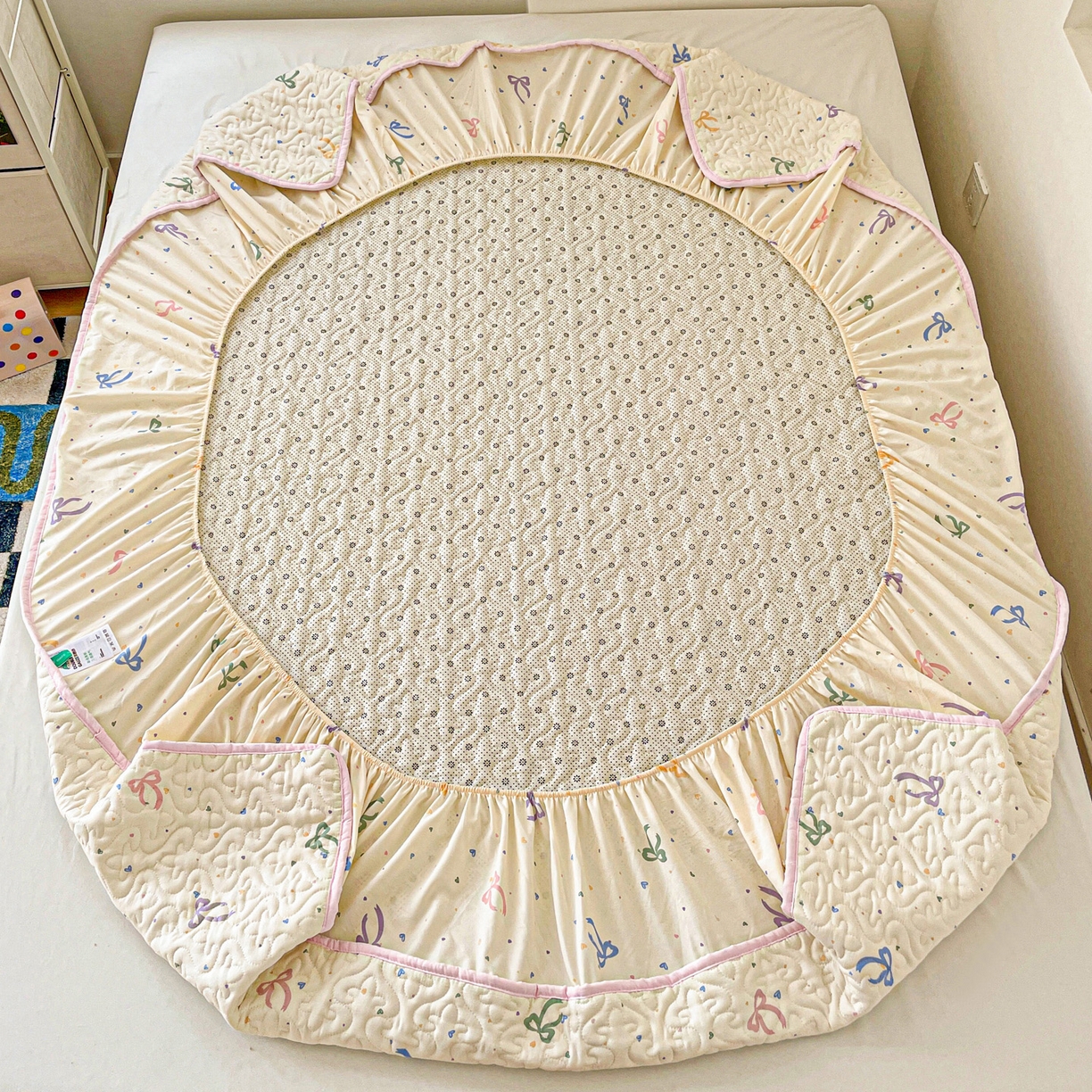 91家纺网 家纺一手货源 找家纺 纽缦家纺 2025春夏新款夹棉床笠单床笠 星梦蝶结