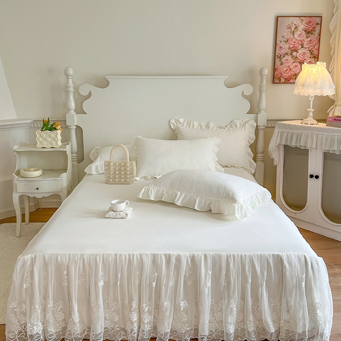 91家纺网 家纺一手货源 找家纺 （总）好儿喜2025新款漫丽系列A类水洗棉床裙三件套