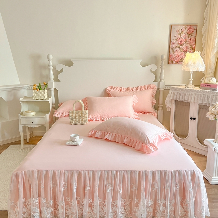 91家纺网 家纺一手货源 找家纺 （总）好儿喜2025新款漫丽系列A类水洗棉床裙三件套