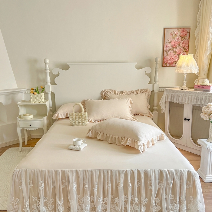 91家纺网 家纺一手货源 找家纺 （总）好儿喜2025新款漫丽系列A类水洗棉床裙三件套