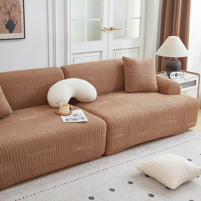 91家纺网 家纺一手货源 找家纺 丝绮鹿 2025新款幸福沙发套（直排松紧款） 卡驼