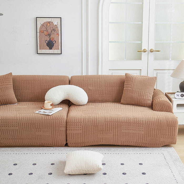 91家纺网 家纺一手货源 找家纺 丝绮鹿 2025新款幸福沙发套（直排松紧款） 卡驼