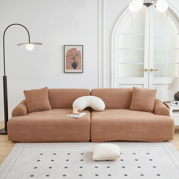 91家纺网 家纺一手货源 找家纺 丝绮鹿 2025新款幸福沙发套（直排松紧款） 卡驼