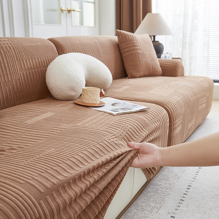 91家纺网 家纺一手货源 找家纺 丝绮鹿 2025新款幸福沙发套（直排松紧款） 卡驼