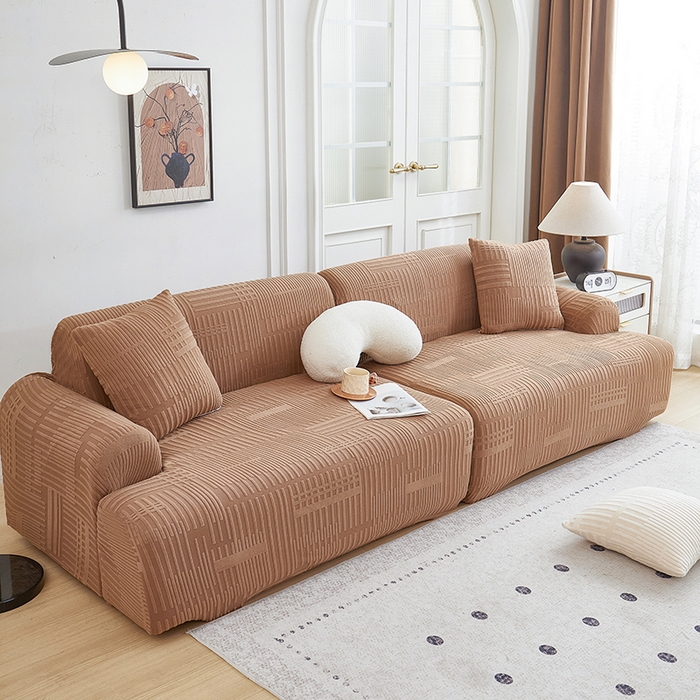 91家纺网 家纺一手货源 找家纺 丝绮鹿 2025新款幸福沙发套（直排松紧款） 卡驼