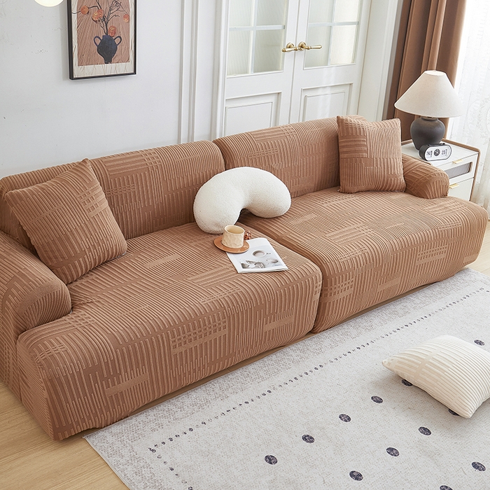 91家纺网 家纺一手货源 找家纺 丝绮鹿 2025新款幸福沙发套（直排松紧款） 卡驼