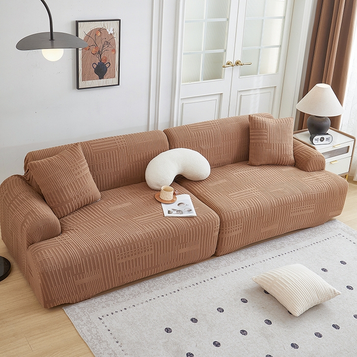 91家纺网 家纺一手货源 找家纺 丝绮鹿 2025新款幸福沙发套（直排松紧款） 卡驼