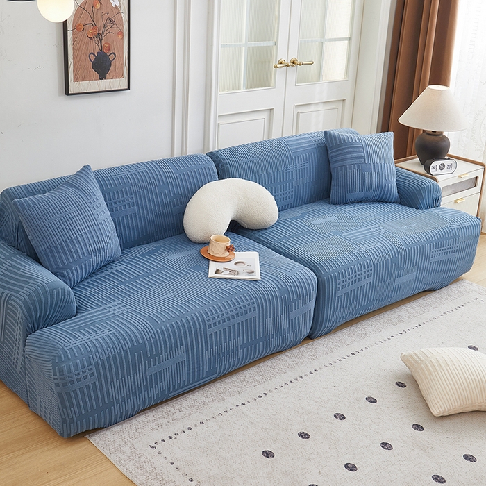 91家纺网 家纺一手货源 找家纺 丝绮鹿 2025新款幸福沙发套（直排松紧款） 水蓝