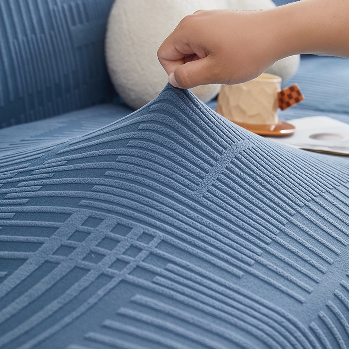 91家纺网 家纺一手货源 找家纺 丝绮鹿 2025新款幸福沙发套（直排松紧款） 水蓝