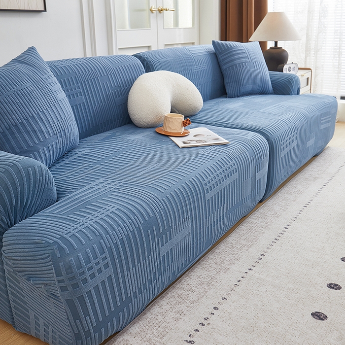 91家纺网 家纺一手货源 找家纺 丝绮鹿 2025新款幸福沙发套（直排松紧款） 水蓝