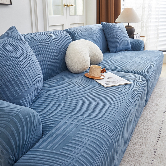 91家纺网 家纺一手货源 找家纺 丝绮鹿 2025新款幸福沙发套（直排松紧款） 水蓝