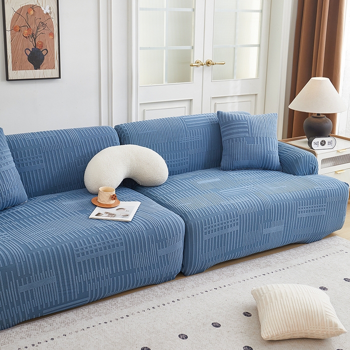 91家纺网 家纺一手货源 找家纺 丝绮鹿 2025新款幸福沙发套（直排松紧款） 水蓝