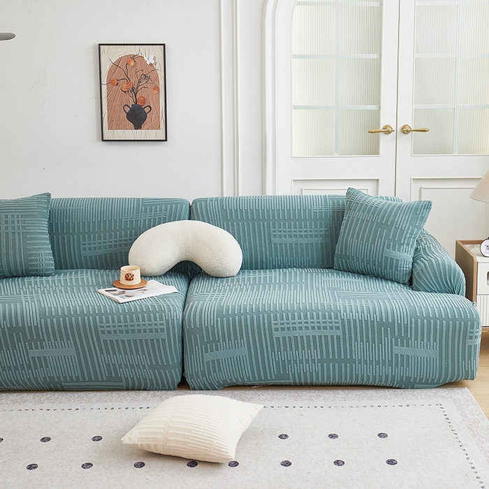 91家纺网 家纺一手货源 找家纺 丝绮鹿 2025新款幸福沙发套（直排松紧款） 松绿