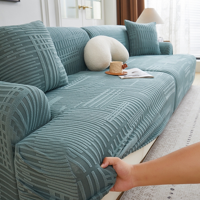 91家纺网 家纺一手货源 找家纺 丝绮鹿 2025新款幸福沙发套（直排松紧款） 松绿