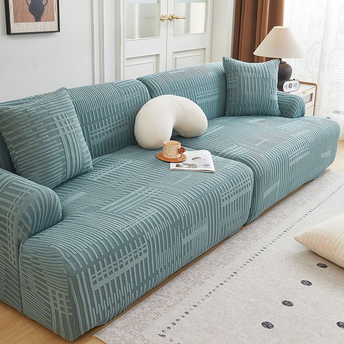 91家纺网 家纺一手货源 找家纺 丝绮鹿 2025新款幸福沙发套（直排松紧款） 松绿