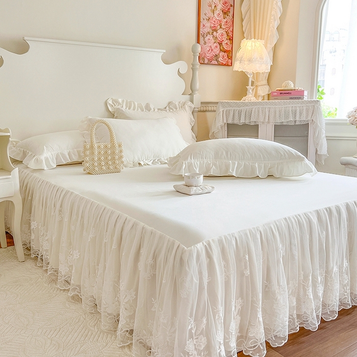 91家纺网 家纺一手货源 找家纺 （总）好儿喜2025新款漫丽系列A类水洗棉床裙三件套