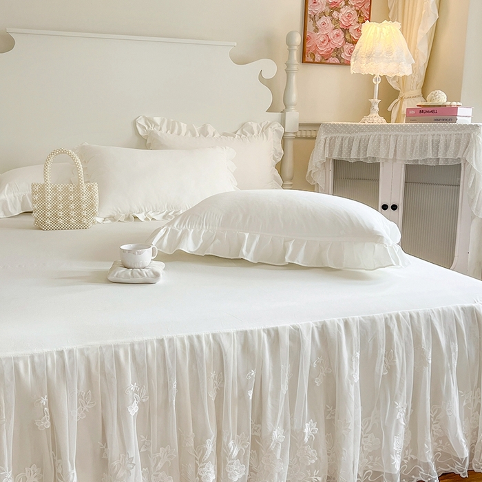 91家纺网 家纺一手货源 找家纺 （总）好儿喜2025新款漫丽系列A类水洗棉床裙三件套