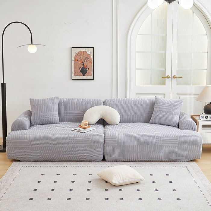 91家纺网 家纺一手货源 找家纺 丝绮鹿 2025新款幸福沙发套（直排松紧款） 云灰