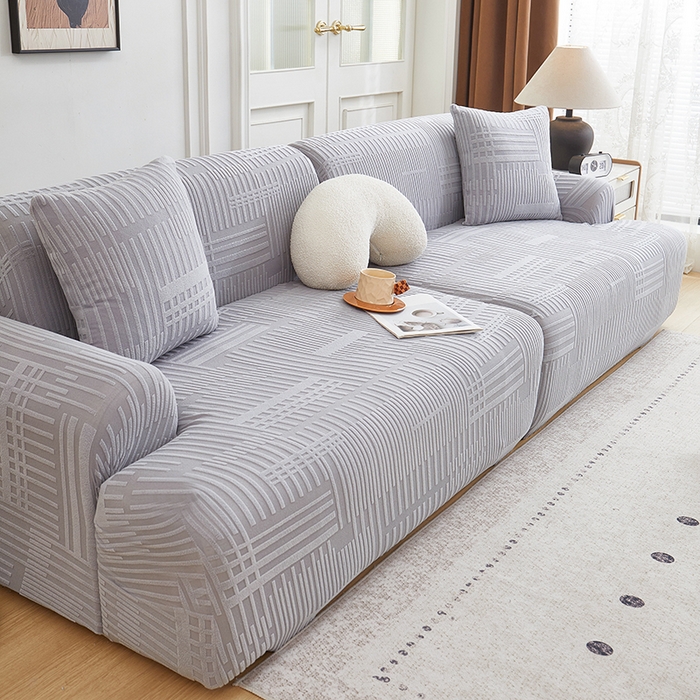 91家纺网 家纺一手货源 找家纺 丝绮鹿 2025新款幸福沙发套（直排松紧款） 云灰