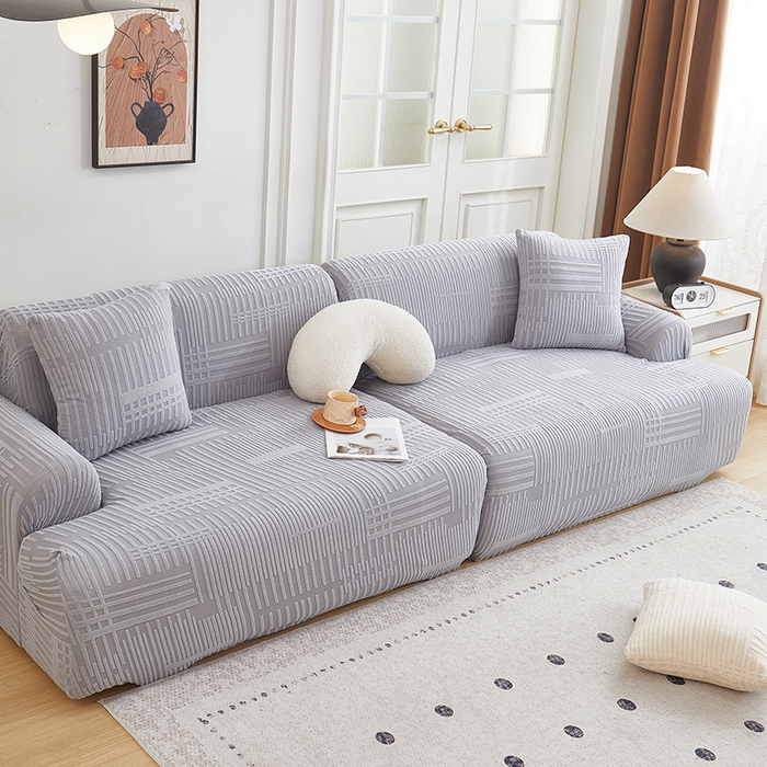 91家纺网 家纺一手货源 找家纺 丝绮鹿 2025新款幸福沙发套（直排松紧款） 云灰