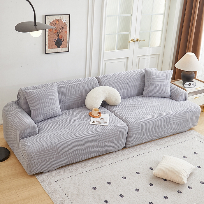 91家纺网 家纺一手货源 找家纺 丝绮鹿 2025新款幸福沙发套（直排松紧款） 云灰
