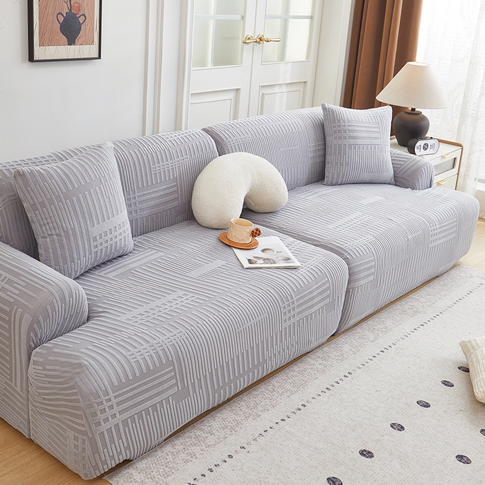91家纺网 家纺一手货源 找家纺 丝绮鹿 2025新款幸福沙发套（直排松紧款） 云灰