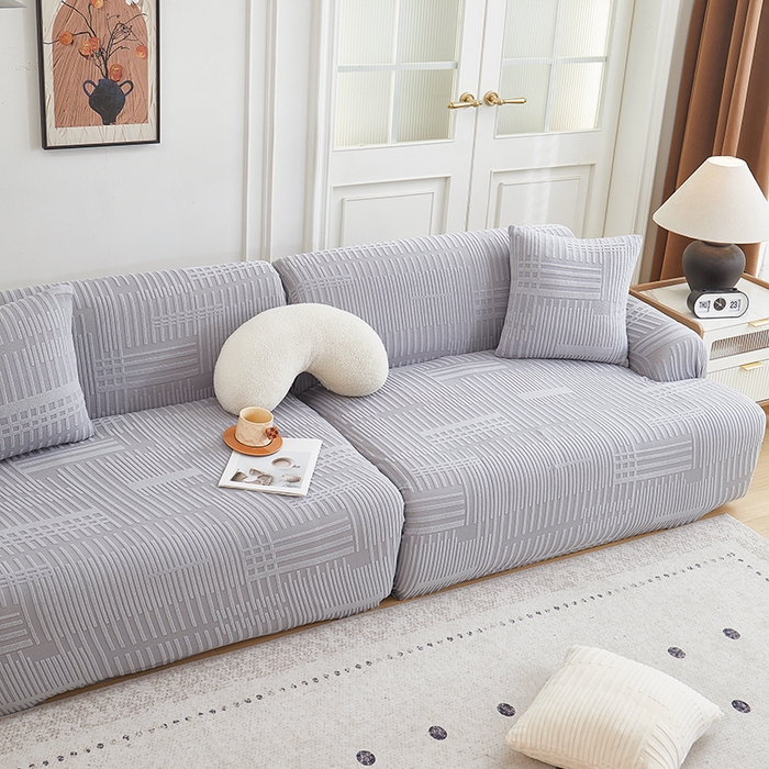 91家纺网 家纺一手货源 找家纺 丝绮鹿 2025新款幸福沙发套（直排松紧款） 云灰