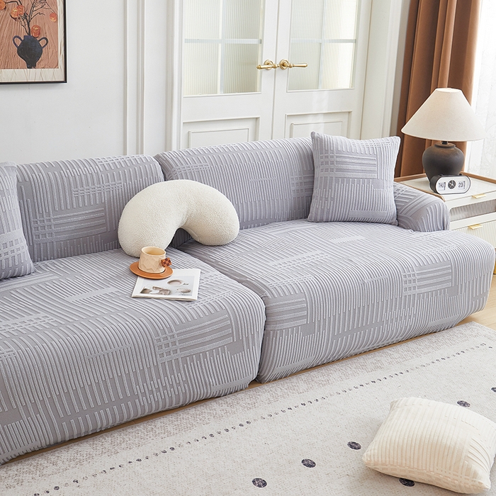91家纺网 家纺一手货源 找家纺 丝绮鹿 2025新款幸福沙发套（直排松紧款） 云灰