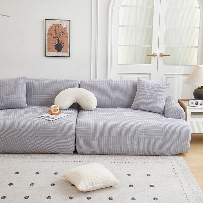 91家纺网 家纺一手货源 找家纺 丝绮鹿 2025新款幸福沙发套（直排松紧款） 云灰