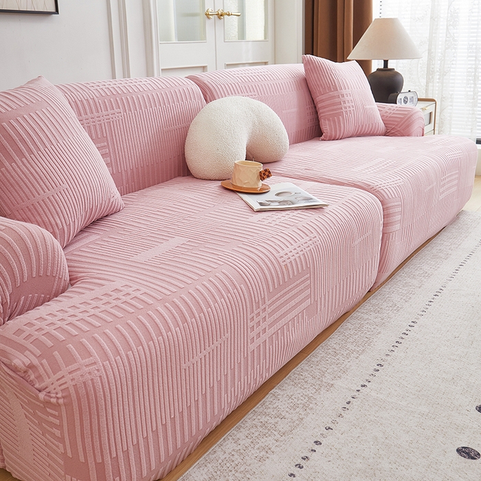 91家纺网 家纺一手货源 找家纺 丝绮鹿 2025新款幸福沙发套（直排松紧款） 脂粉