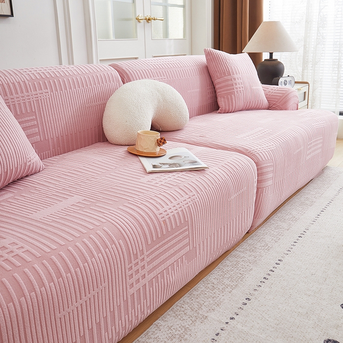 91家纺网 家纺一手货源 找家纺 丝绮鹿 2025新款幸福沙发套（直排松紧款） 脂粉