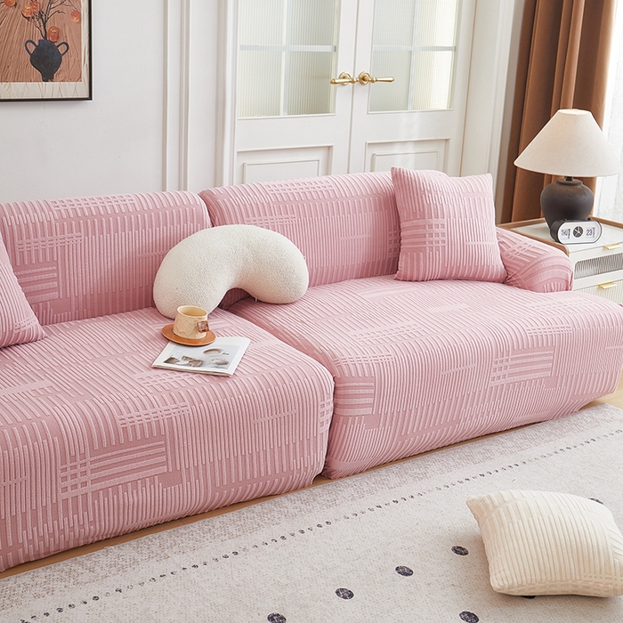 91家纺网 家纺一手货源 找家纺 丝绮鹿 2025新款幸福沙发套（直排松紧款） 脂粉