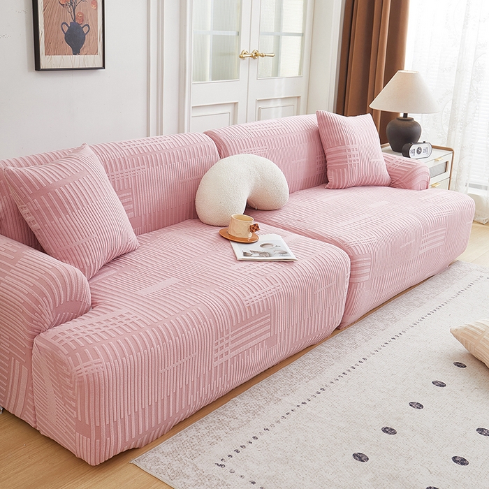 91家纺网 家纺一手货源 找家纺 丝绮鹿 2025新款幸福沙发套（直排松紧款） 脂粉