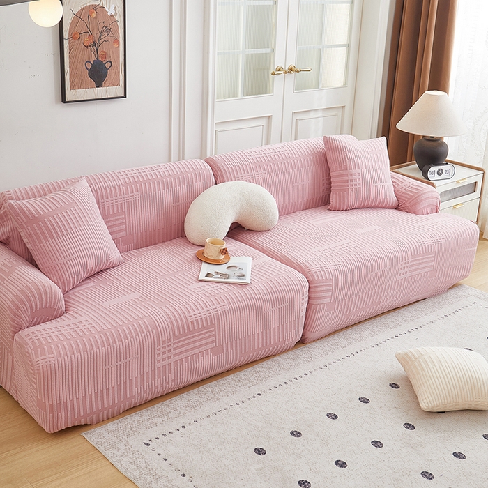 91家纺网 家纺一手货源 找家纺 丝绮鹿 2025新款幸福沙发套（直排松紧款） 脂粉