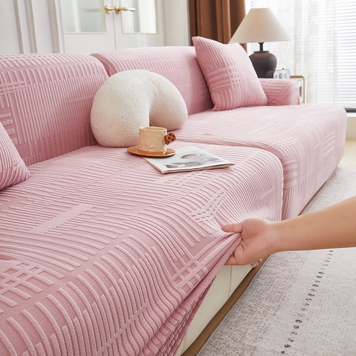 91家纺网 家纺一手货源 找家纺 丝绮鹿 2025新款幸福沙发套（直排松紧款） 脂粉