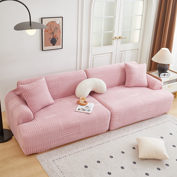 91家纺网 家纺一手货源 找家纺 丝绮鹿 2025新款幸福沙发套（直排松紧款） 脂粉