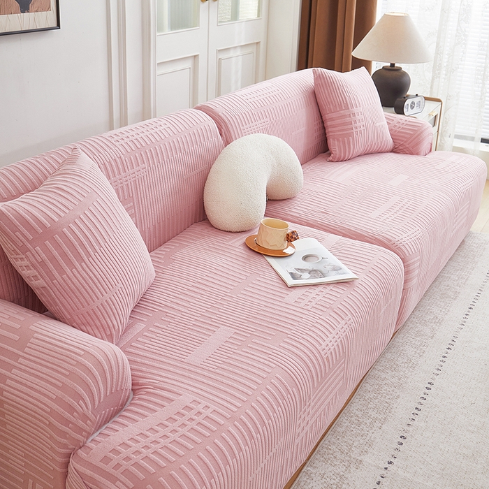 91家纺网 家纺一手货源 找家纺 丝绮鹿 2025新款幸福沙发套（直排松紧款） 脂粉