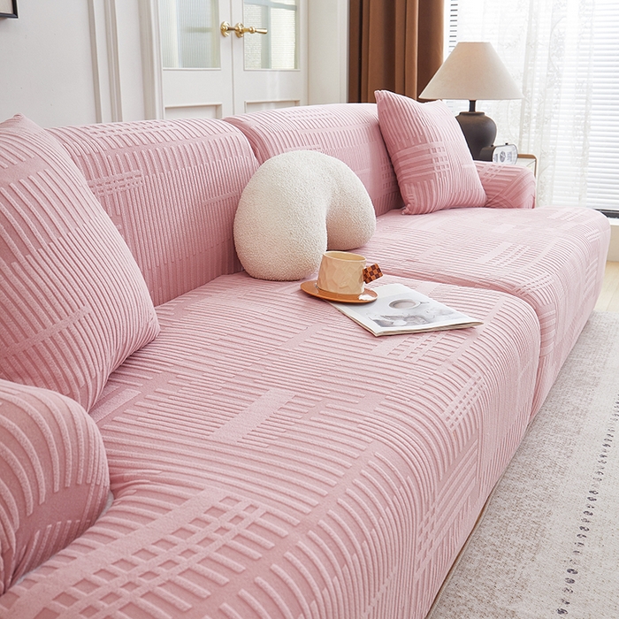 91家纺网 家纺一手货源 找家纺 丝绮鹿 2025新款幸福沙发套（直排松紧款） 脂粉