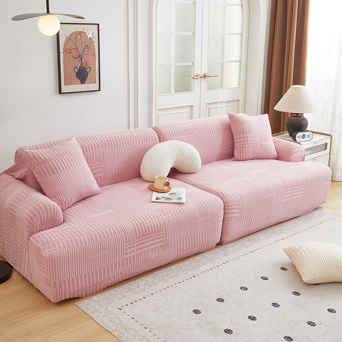 91家纺网 家纺一手货源 找家纺 丝绮鹿 2025新款幸福沙发套（直排松紧款） 脂粉