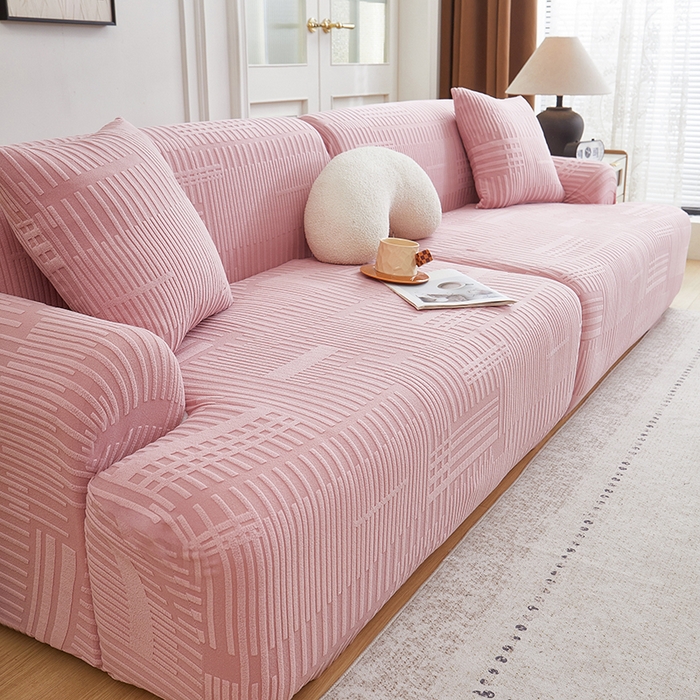 91家纺网 家纺一手货源 找家纺 丝绮鹿 2025新款幸福沙发套（直排松紧款） 脂粉