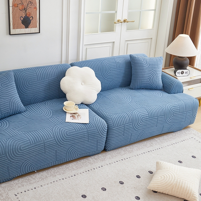 91家纺网 家纺一手货源 找家纺 丝绮鹿 2025新款圆满沙发套（直排松紧款） 海军蓝