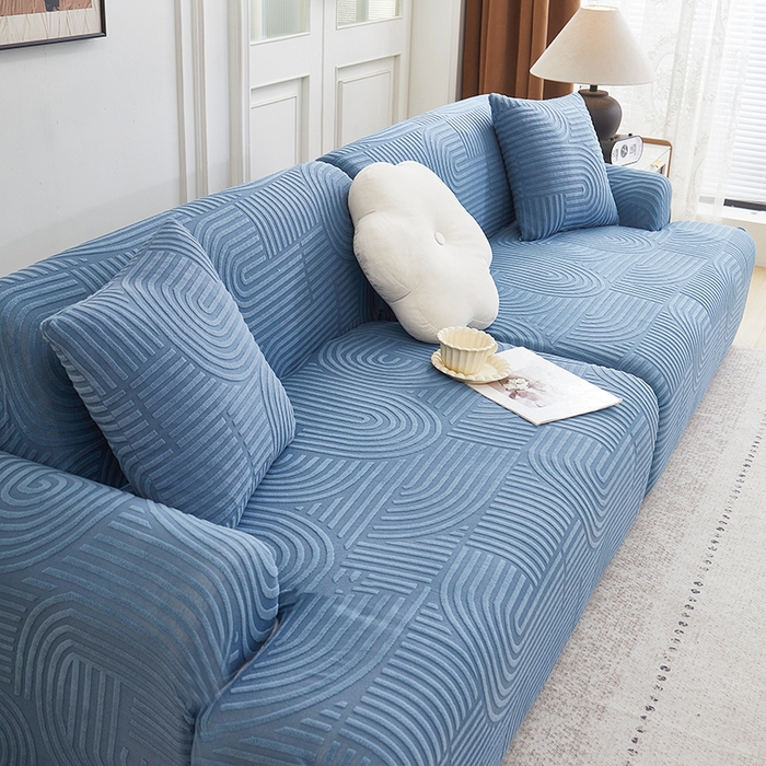 91家纺网 家纺一手货源 找家纺 丝绮鹿 2025新款圆满沙发套（直排松紧款） 海军蓝