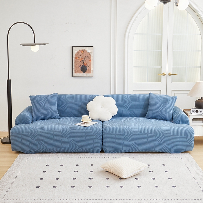 91家纺网 家纺一手货源 找家纺 丝绮鹿 2025新款圆满沙发套（直排松紧款） 海军蓝