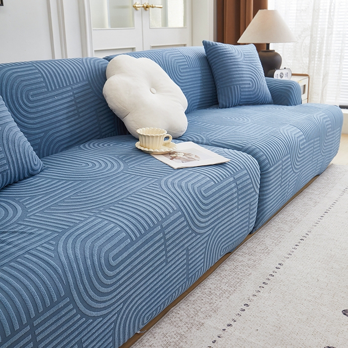 91家纺网 家纺一手货源 找家纺 丝绮鹿 2025新款圆满沙发套（直排松紧款） 海军蓝