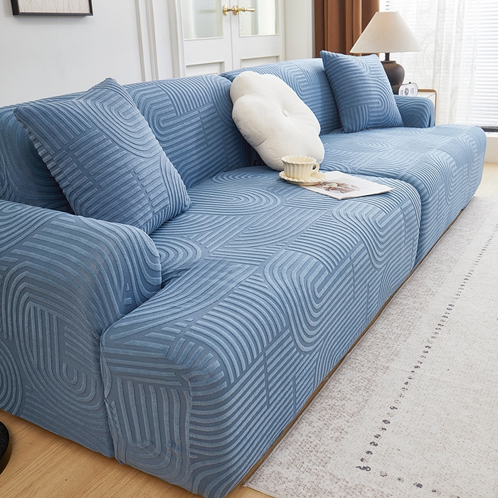 91家纺网 家纺一手货源 找家纺 丝绮鹿 2025新款圆满沙发套（直排松紧款） 海军蓝